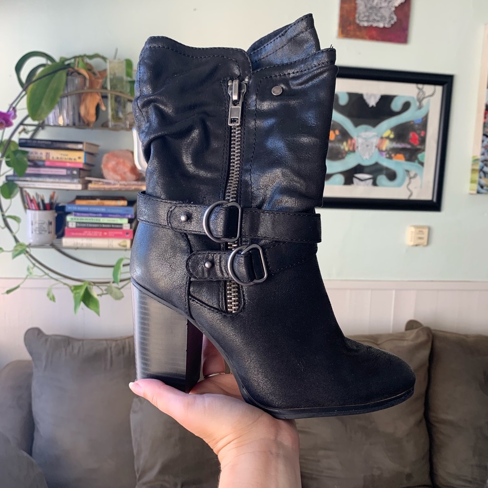 Black Leather Ankle Boots by Carlos Santana